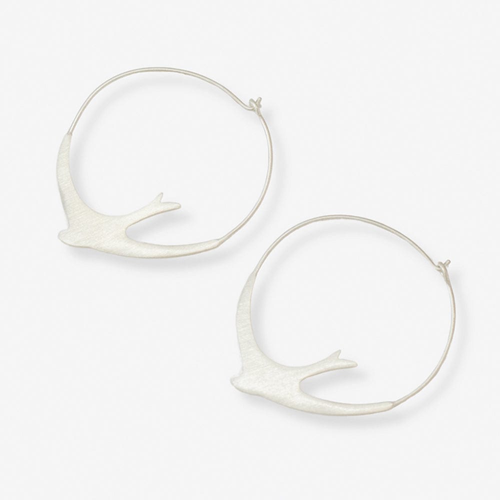 Amelia Circle Bird Hoop Earrings Silver Wholesale