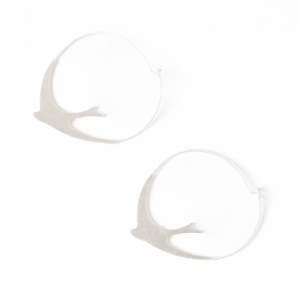 Amelia Circle Bird Hoop Earrings Silver Wholesale