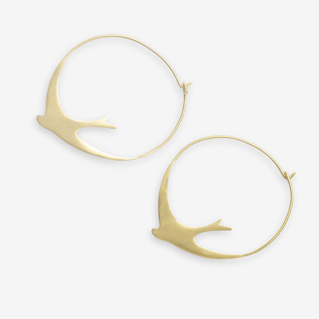 Amelia Circle Bird Hoop Earrings Brass Wholesale