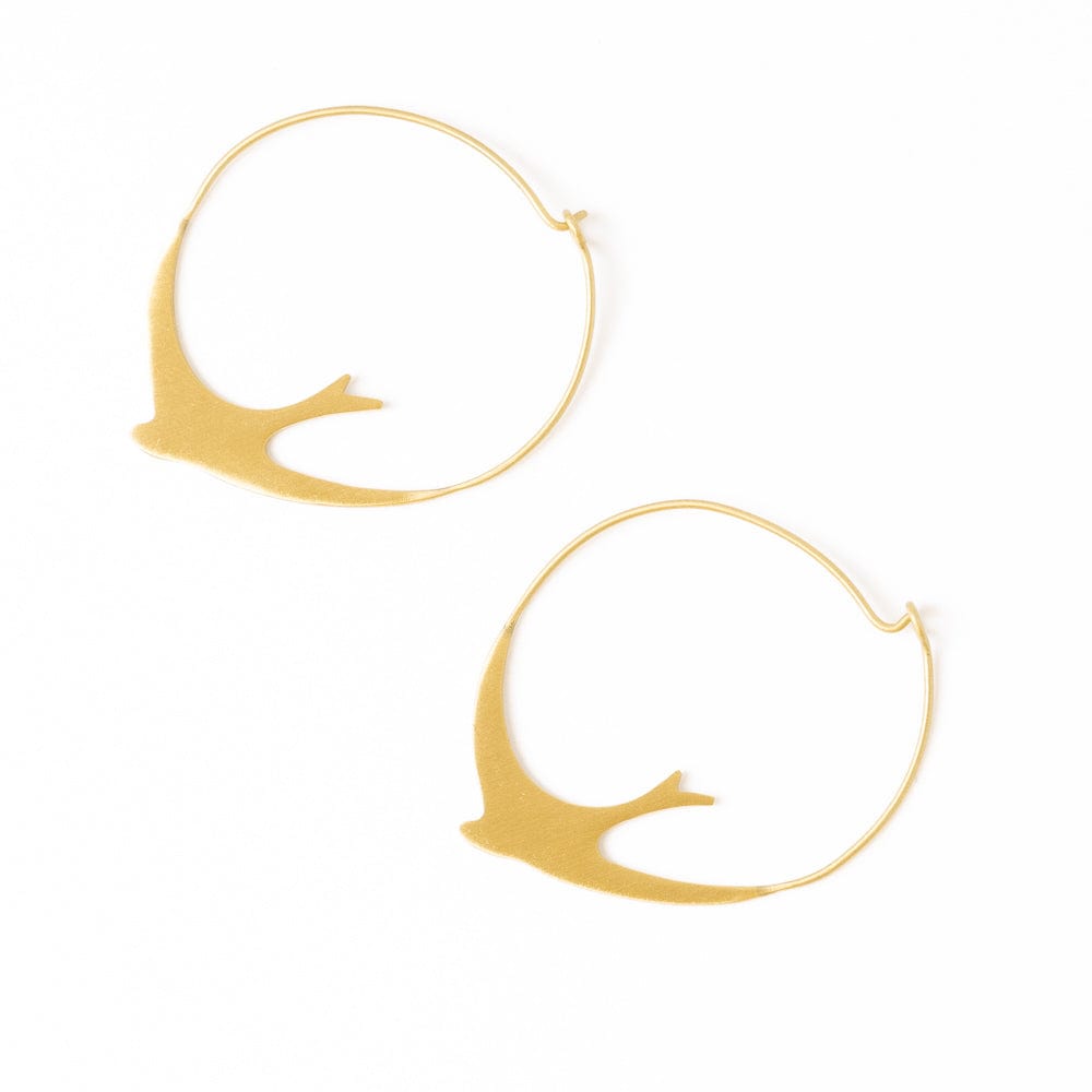 Amelia Circle Bird Hoop Earrings Brass Wholesale