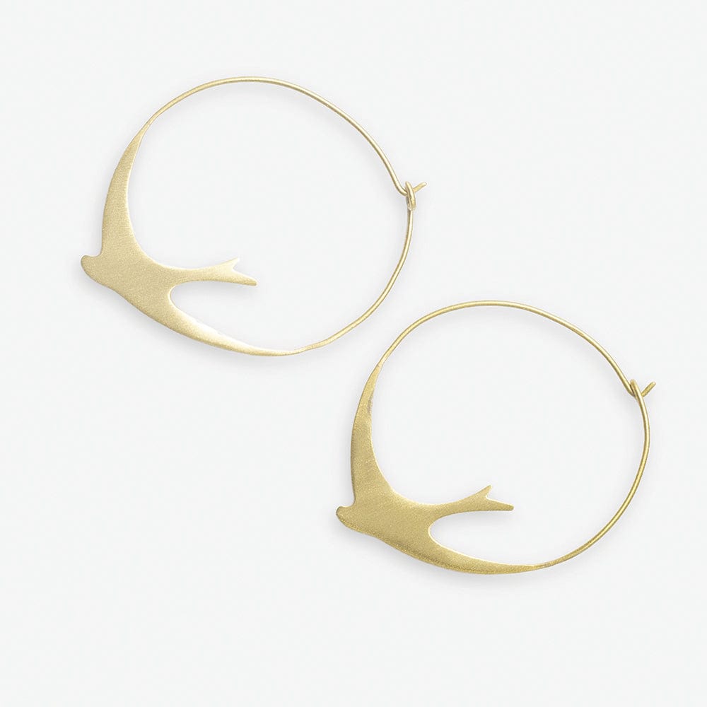 Amelia Circle Bird Hoop Earrings Brass Wholesale