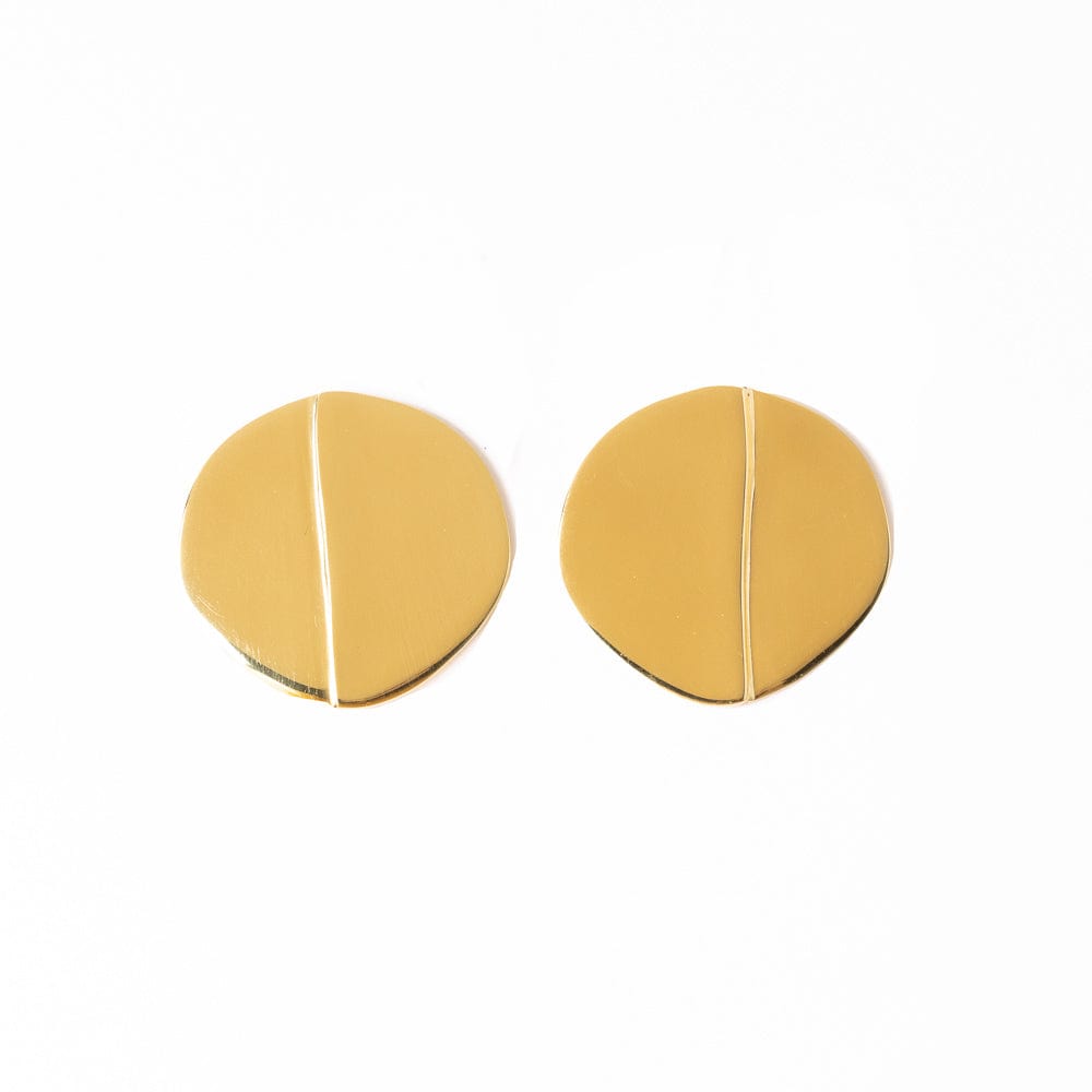 Ellie Round with Step Post Earrings Brass Wholesale