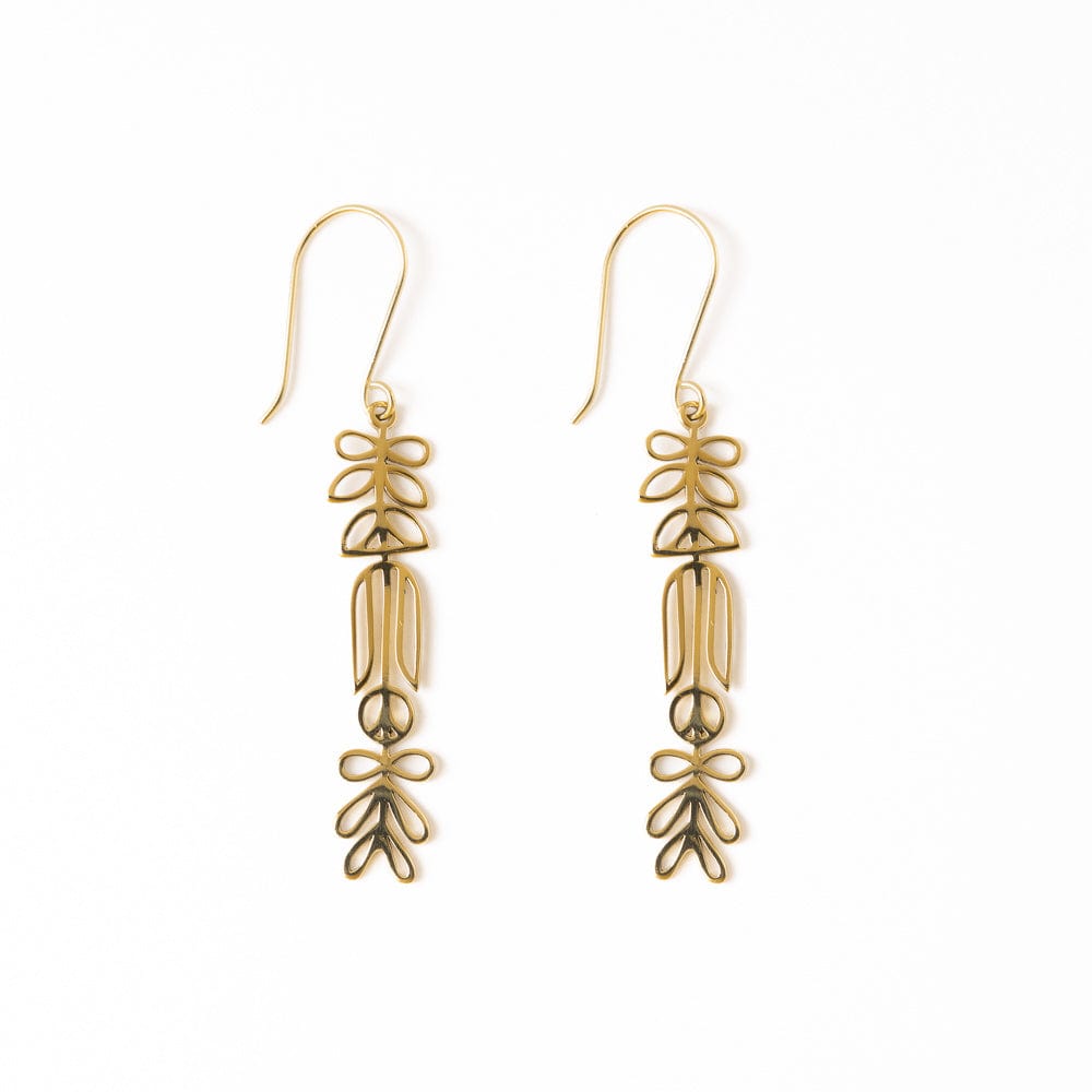 Elsa Botanical Nordic Floral Drop Earrings Brass Wholesale