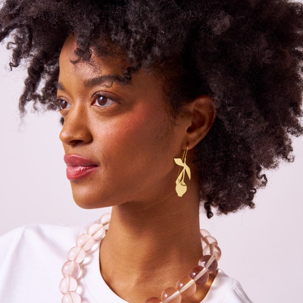 Suki Tulip Threader Earrings Brass Wholesale