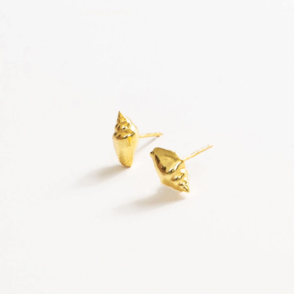 Alice Spiral Shell Post Earrings Brass Wholesale