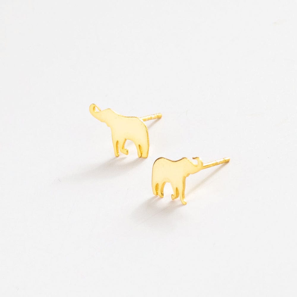 Alice Elephant Post Earrings Brass Wholesale