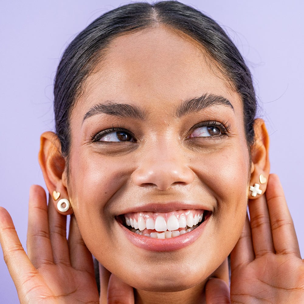 Alice Hearts Post Earrings Brass Wholesale