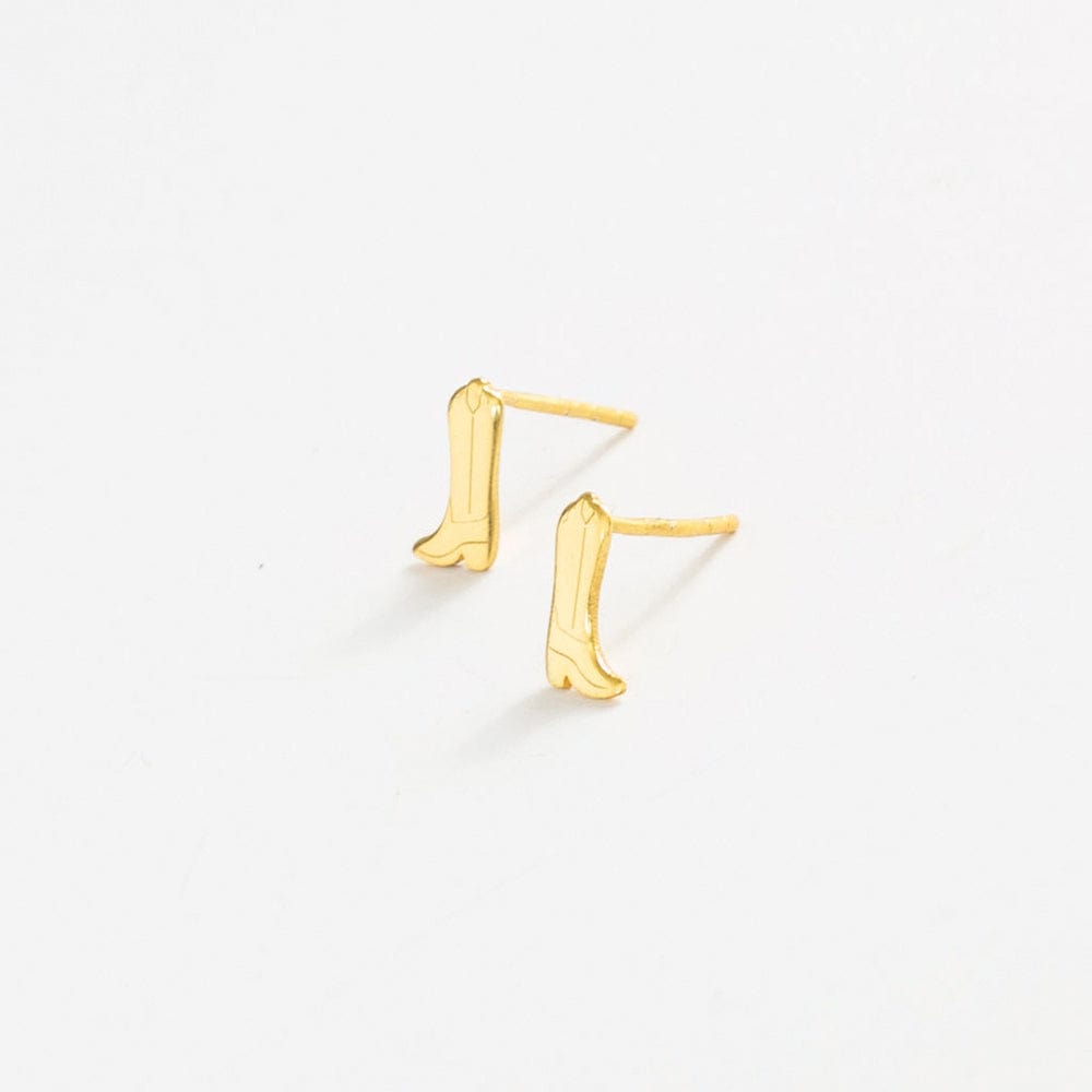 Alice Cowboy Boot Post Earrings Brass Wholesale