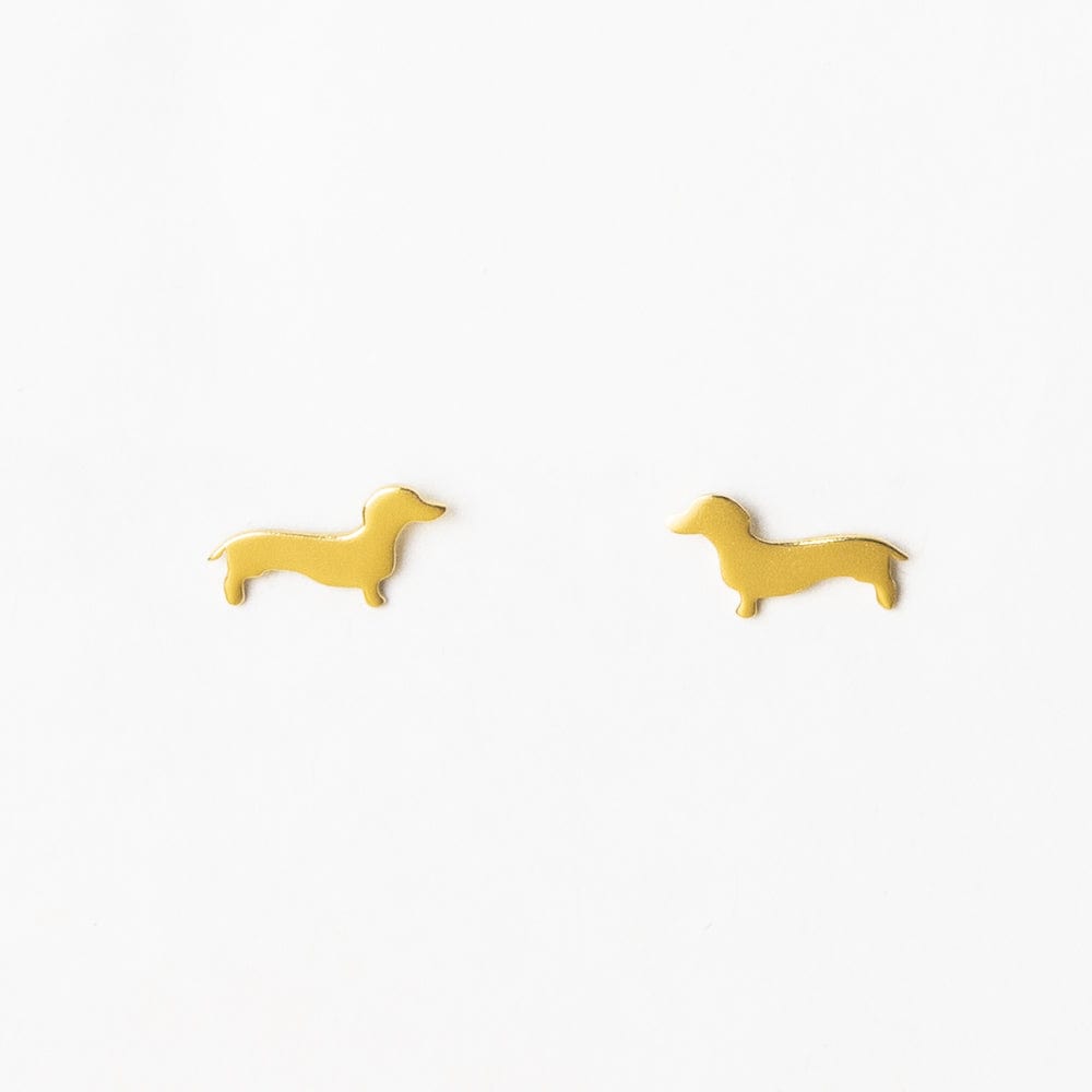 Alice Dachshund Post Earrings 18K Brass