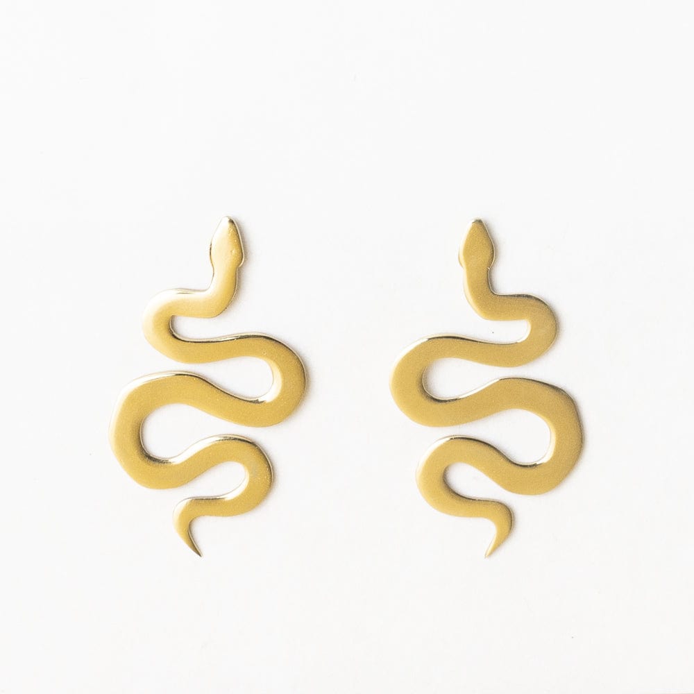 Kara Snake Post Earrings Brass