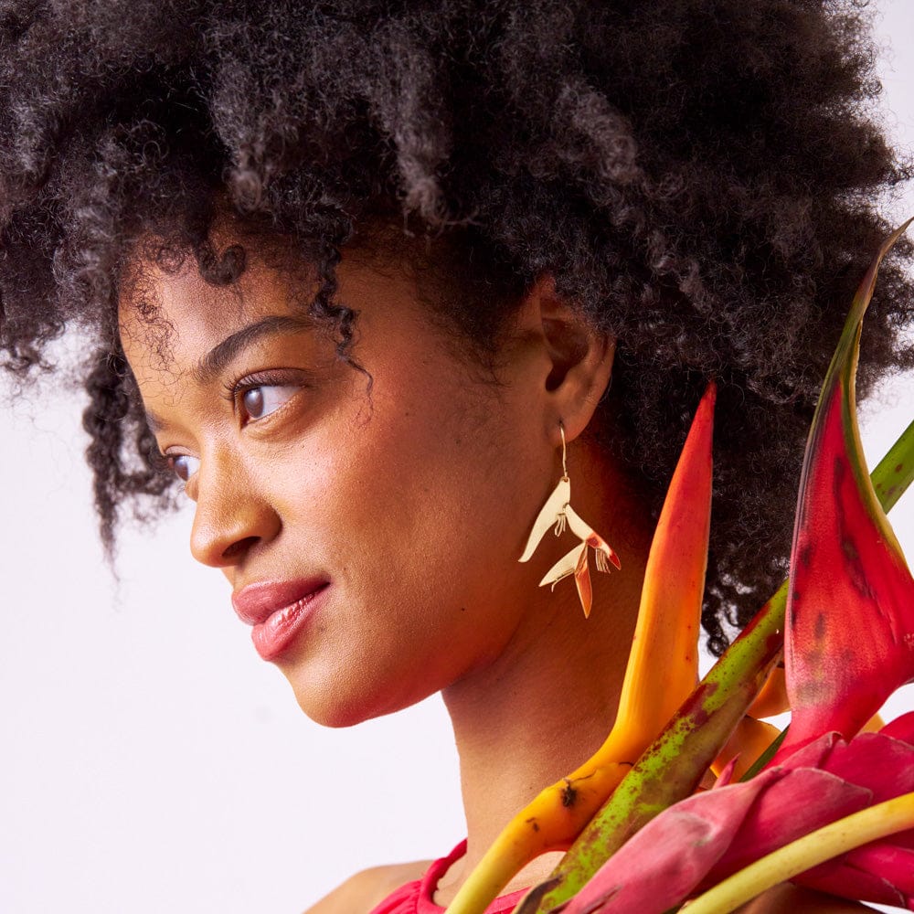 Marisol Birds Of Paradise Dangle Earrings Brass Wholesale