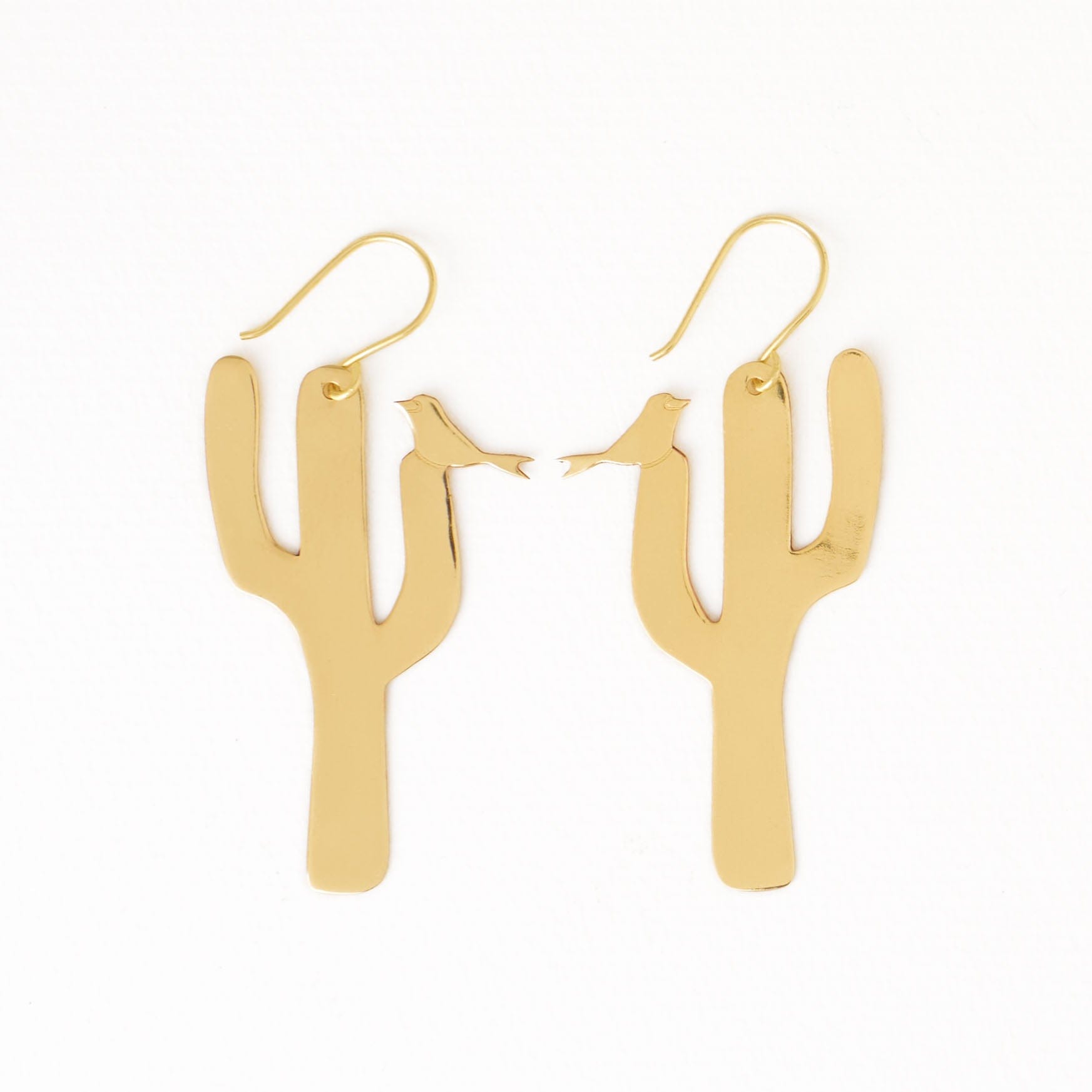 Sedona Bird and Cactus Dangle Earrings Brass Wholesale