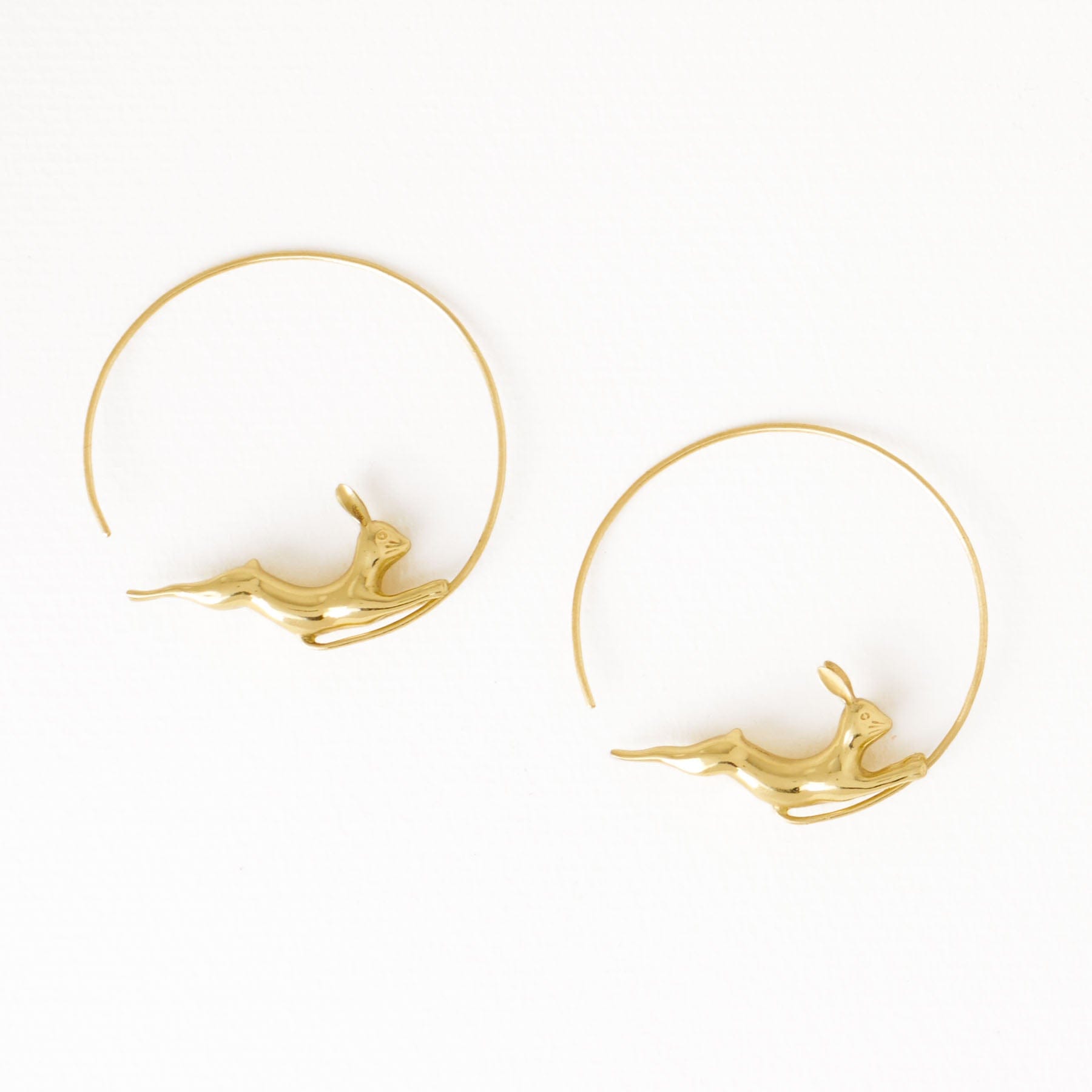Wren Bunny Hoop Earrings Brass Wholesale