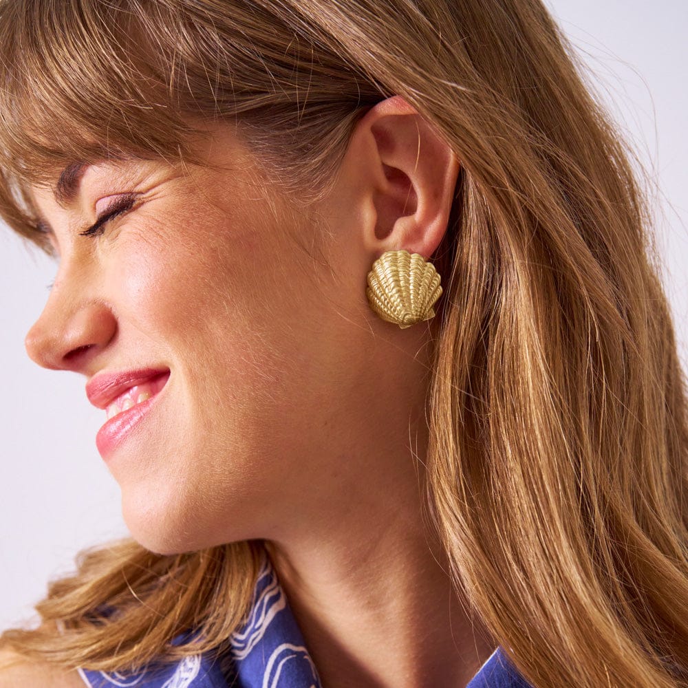 Pearl Shell Post Earrings Brass Wholesale