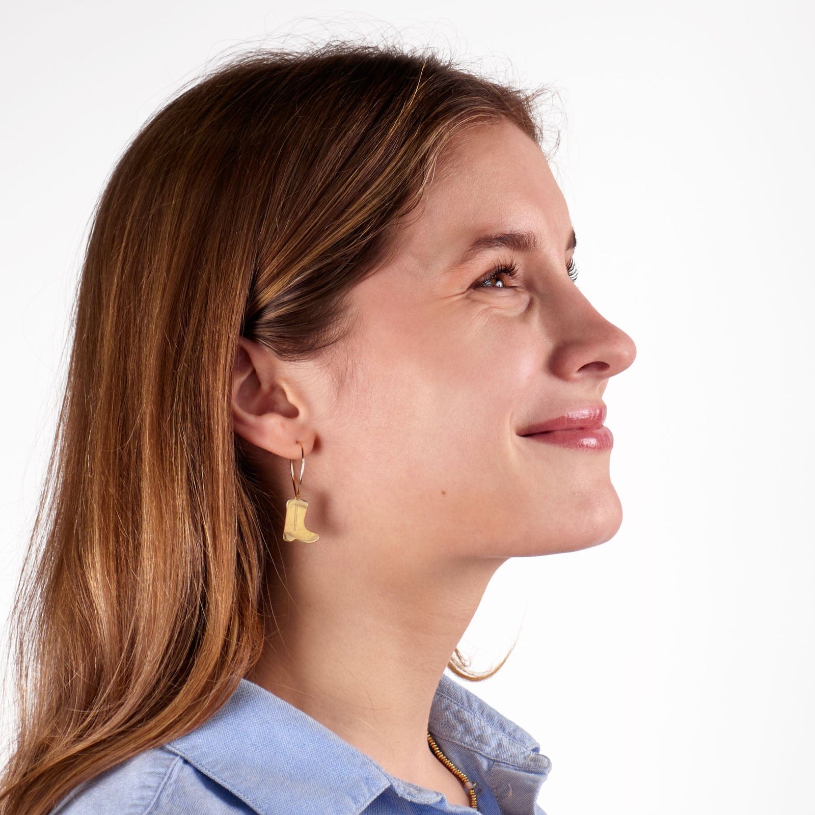 Loretta Western Boot + Hat Hoop Earrings Brass  Wholesale