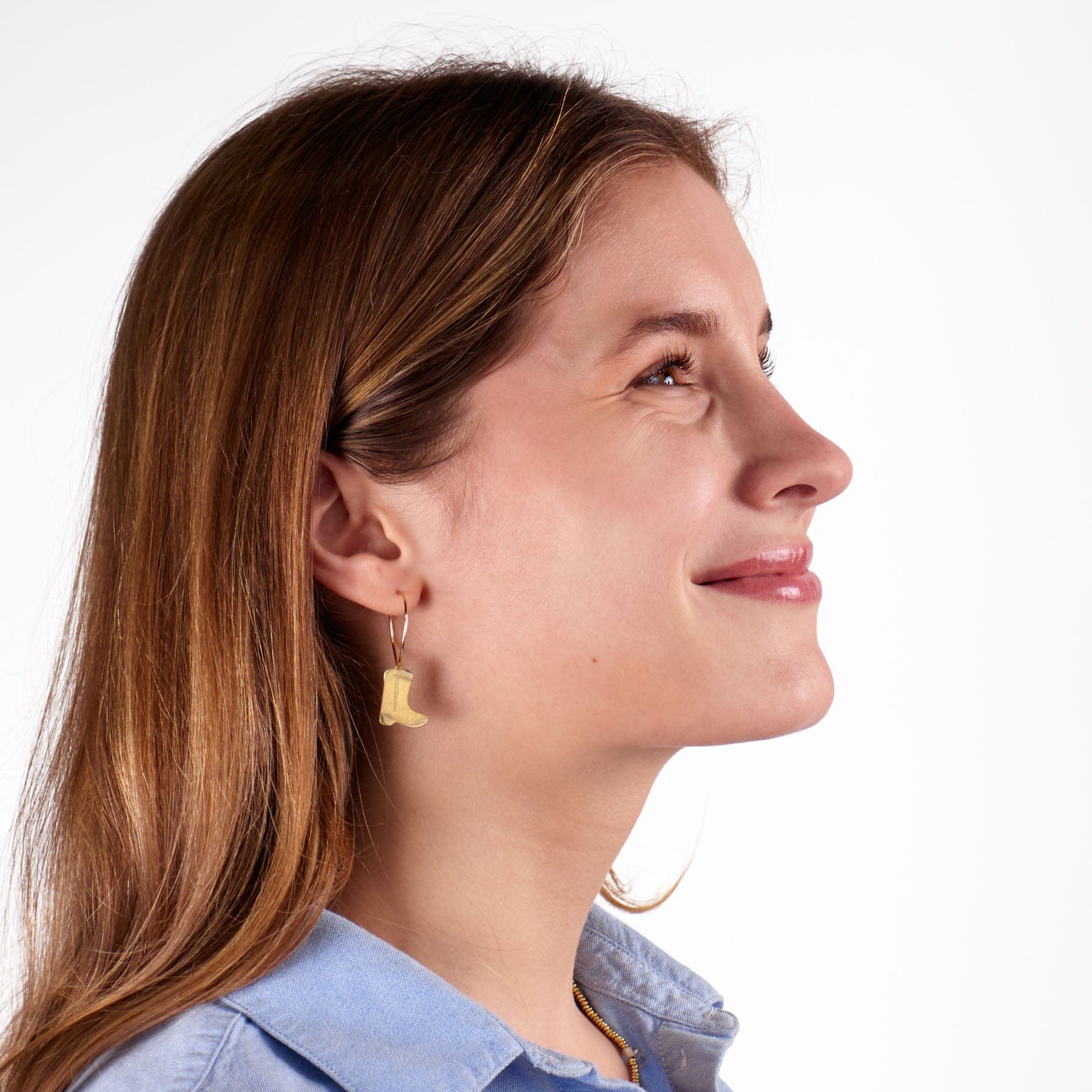 Loretta Western Boot + Hat Hoop Earrings Brass  Wholesale