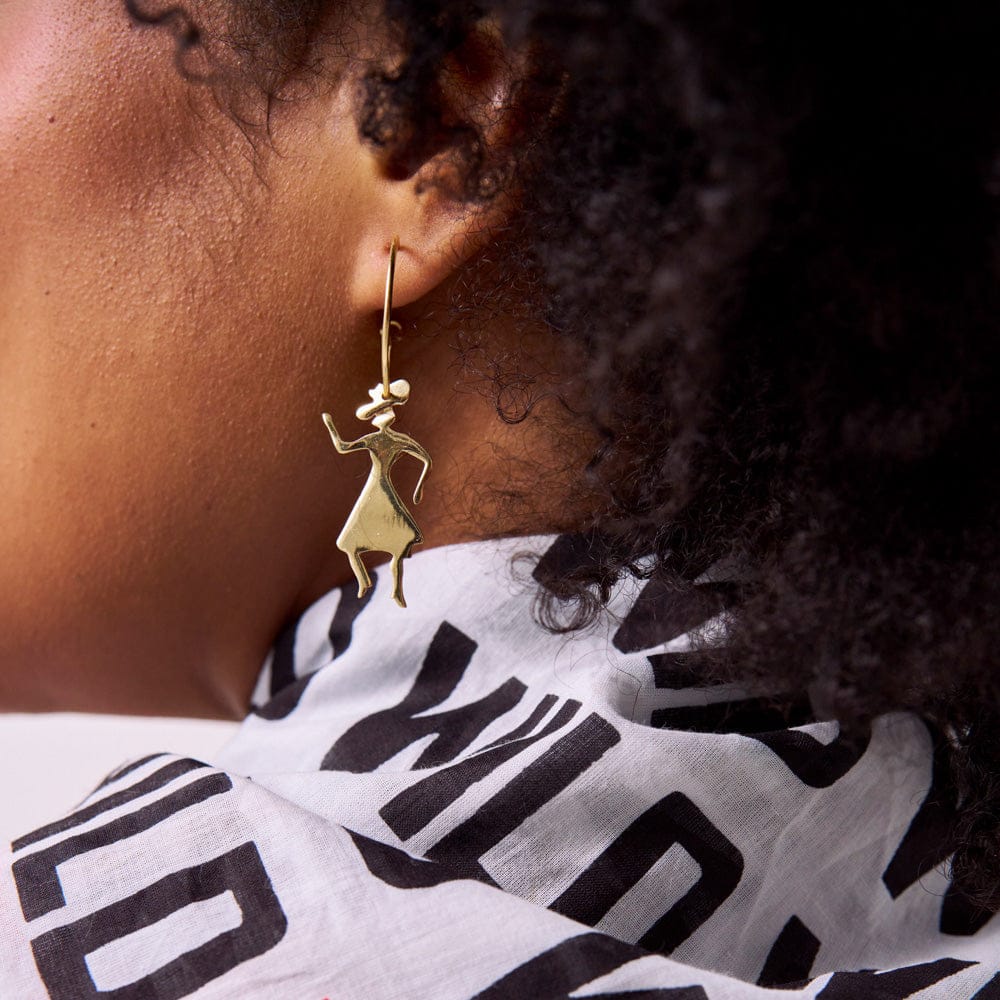 Loretta Cowgirl Hoop Earrings Brass Wholesale