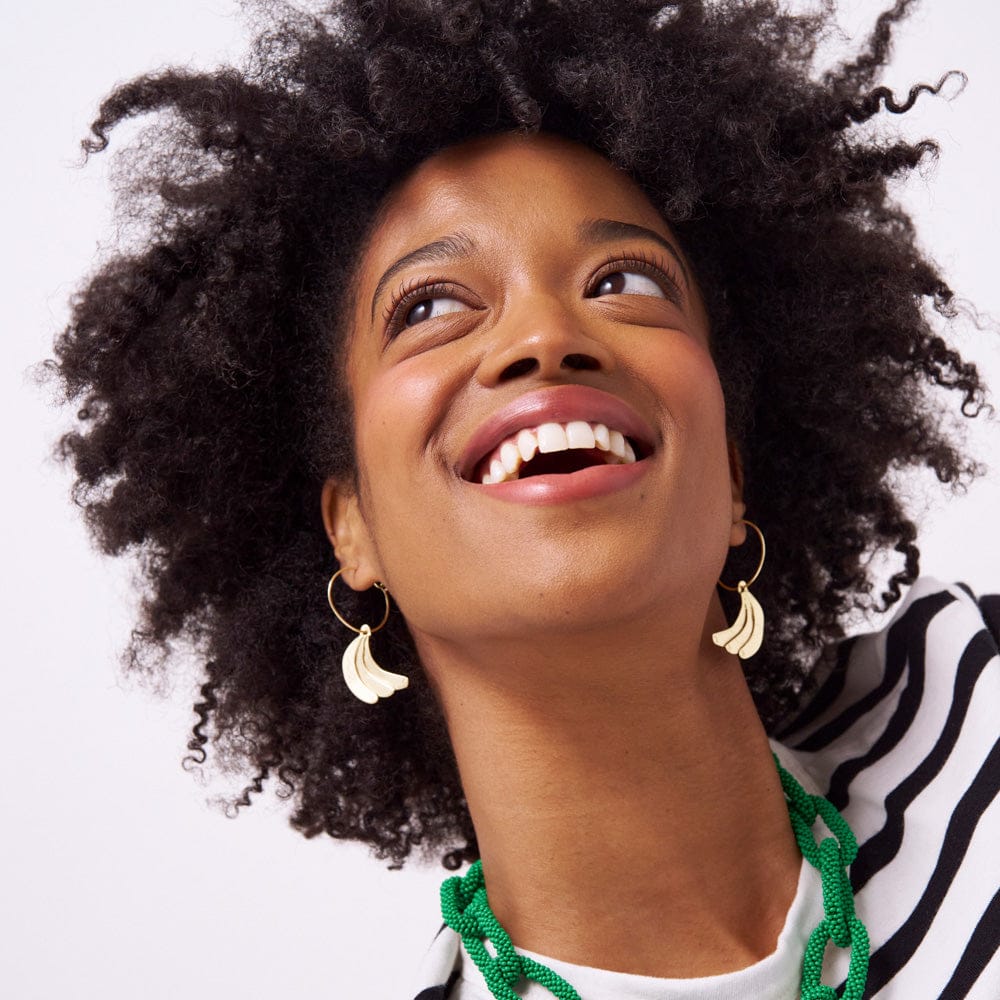 Loretta Banana Hoop Earrings Brass Wholesale