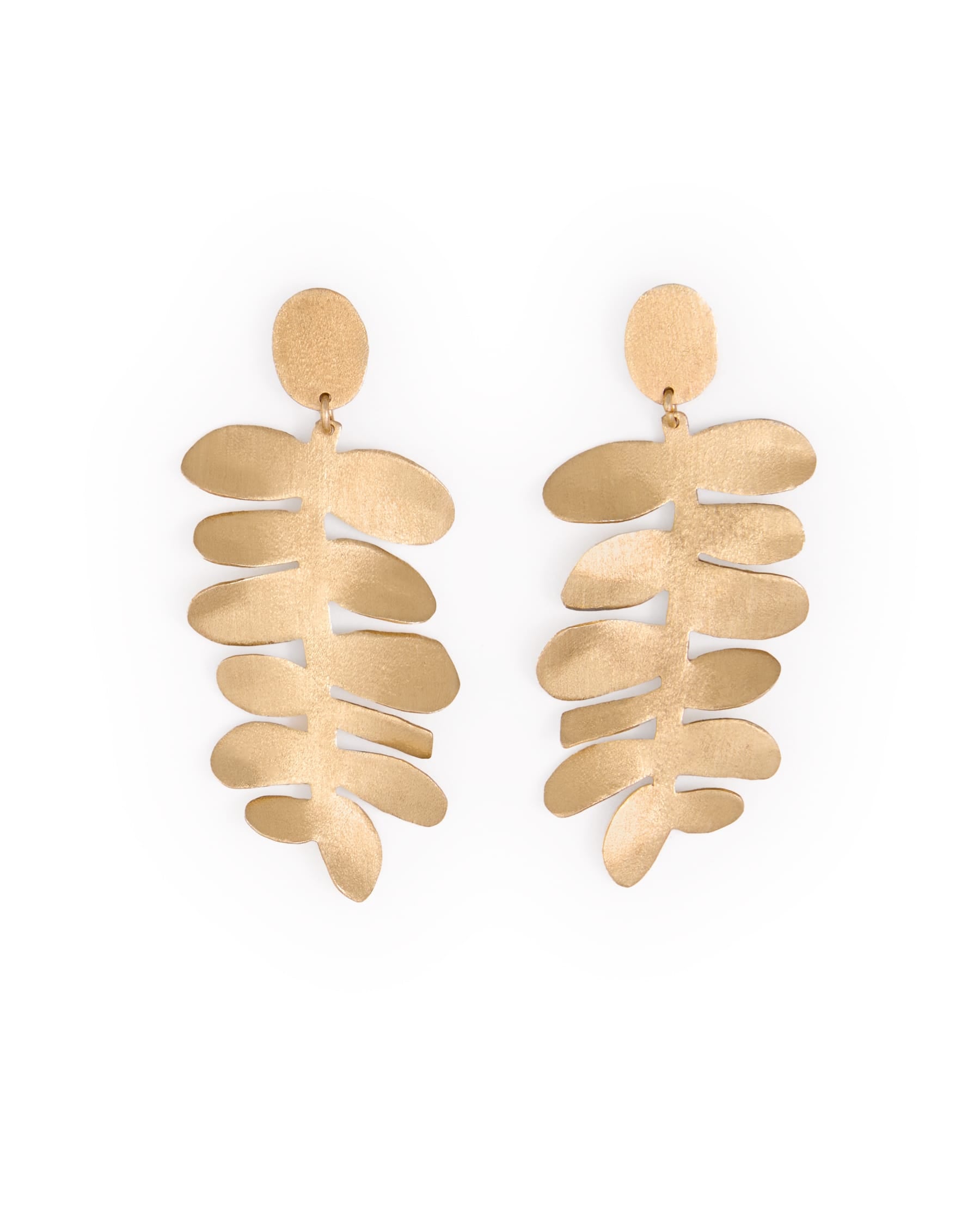 Harlee Leaf Drop Earrings Brass