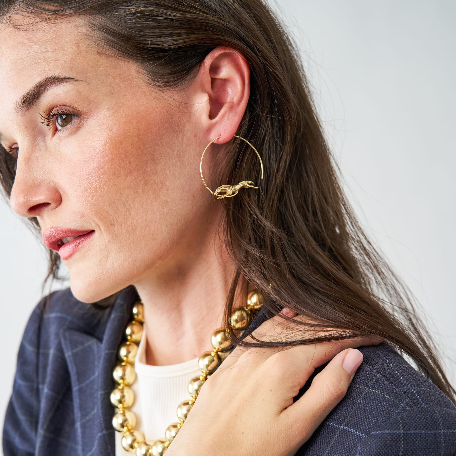 Calliope Horse Hoop Earrings Brass