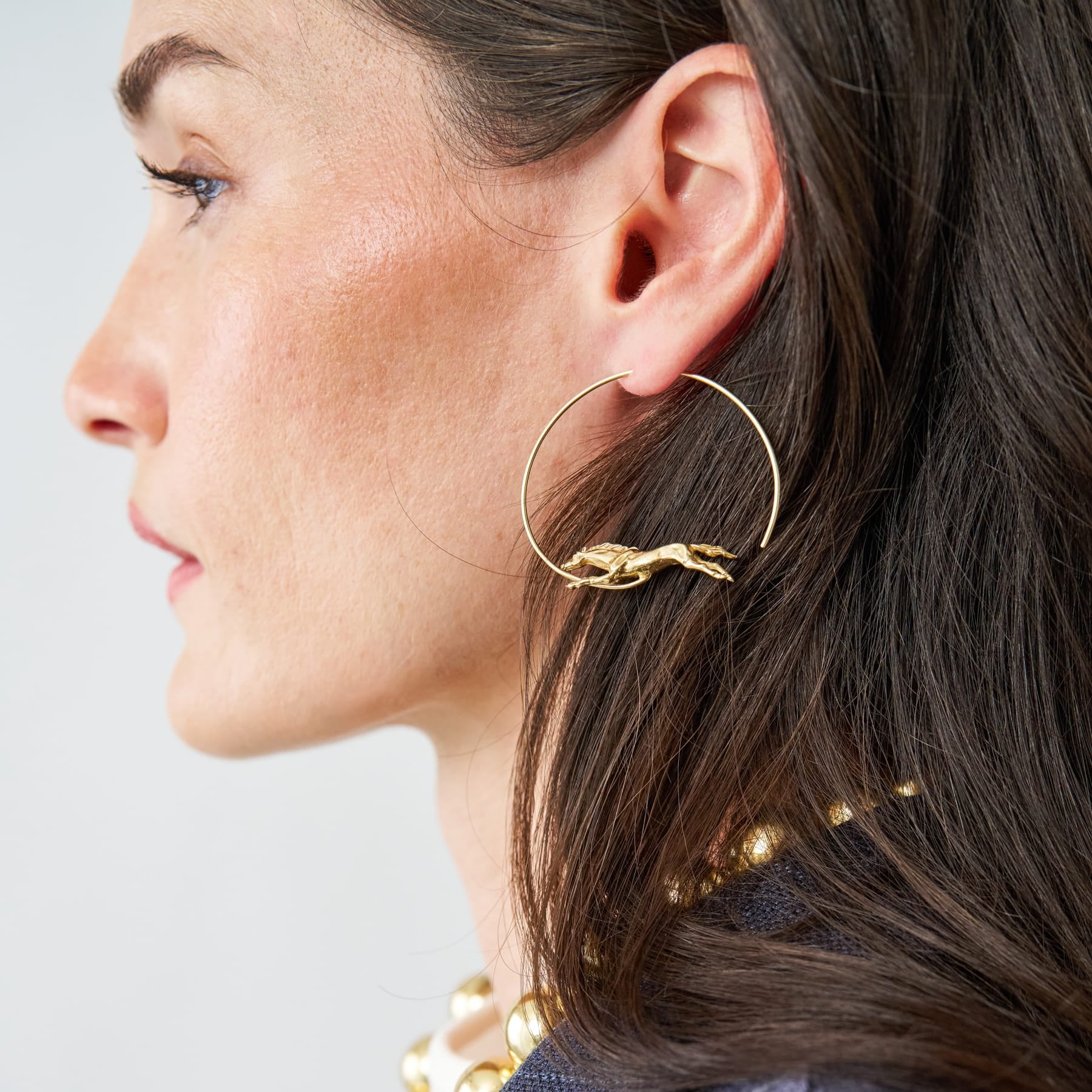 Calliope Horse Hoop Earrings Brass