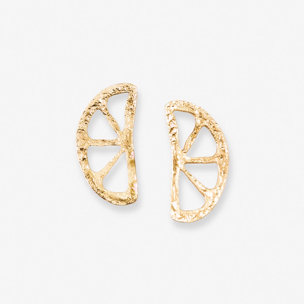 Beatrice Lemon Wedge Post Earrings Brass Wholesale