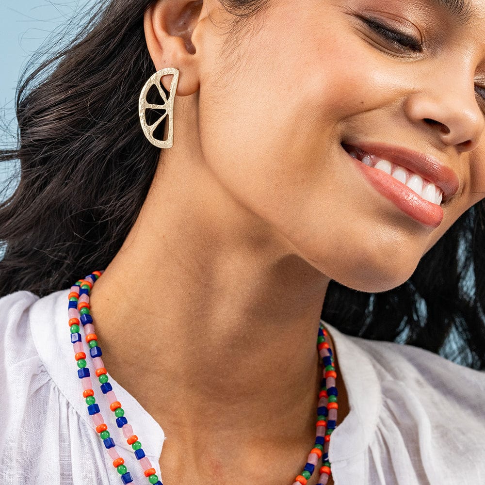 Beatrice Lemon Wedge Post Earrings Brass Wholesale