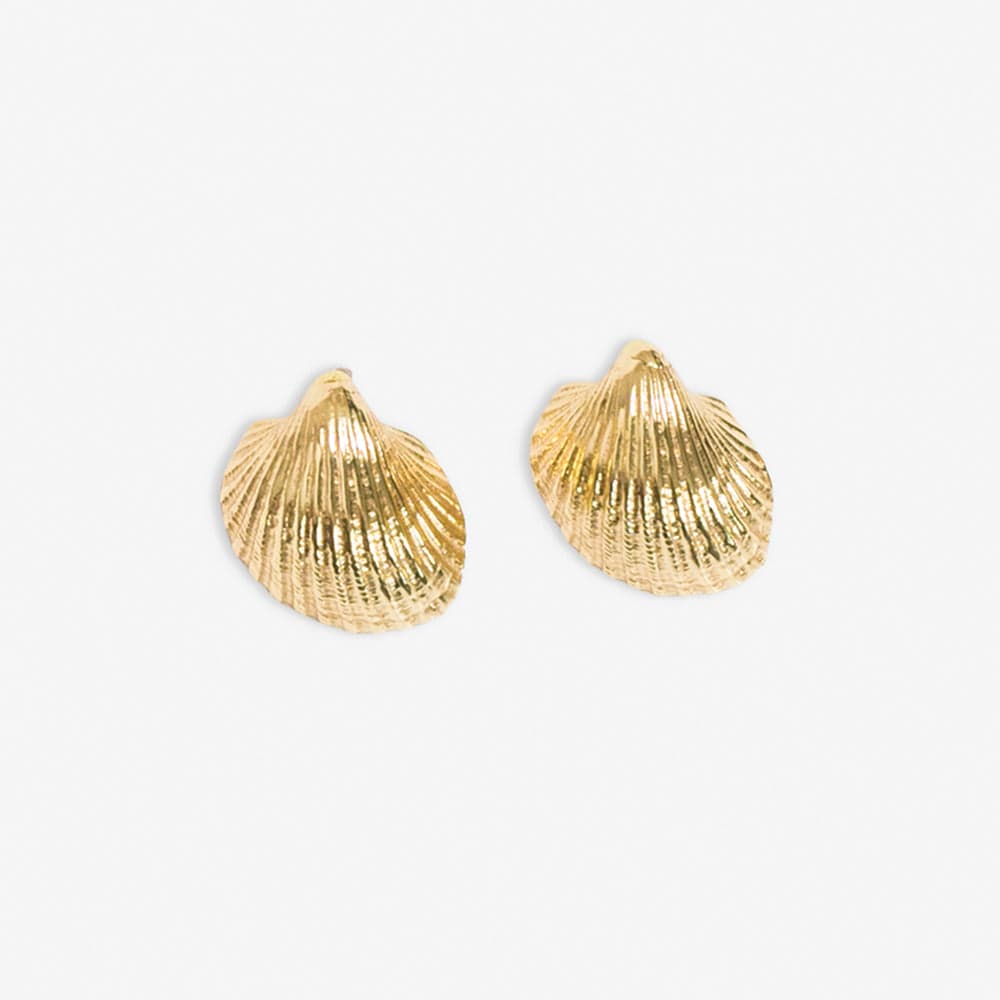 Pearl Cockle Shell Earrings Brass Wholesale