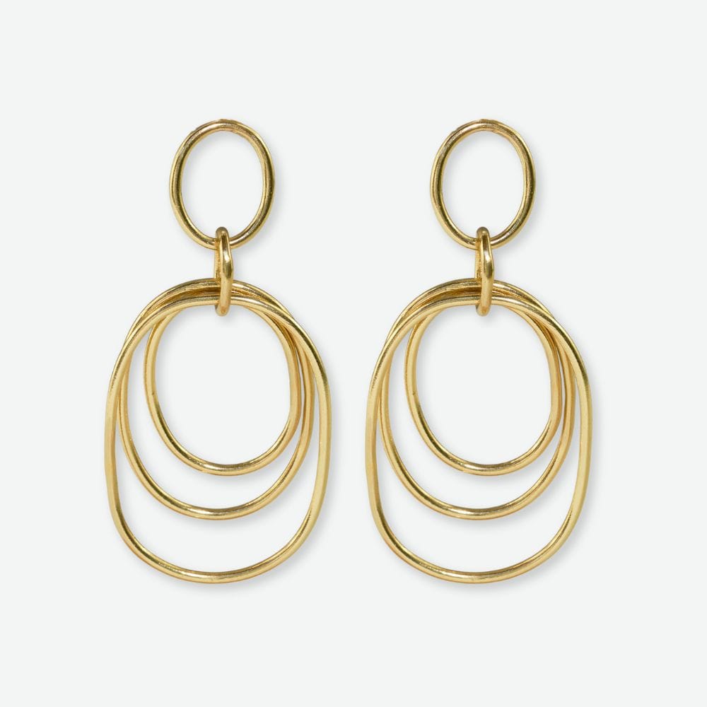 Aubrey Round Geometric Door Knocker Earrings Brass Wholesale