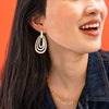 Mila Geometric 3-Tier Teardrop Earrings Brass Wholesale