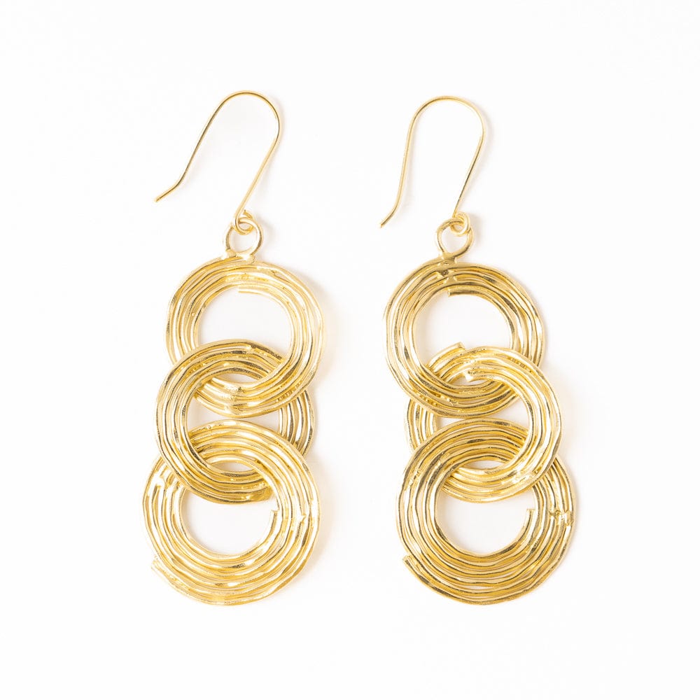 Sloane Spiral Interlinking Circles Drop Earrings Brass Wholesale