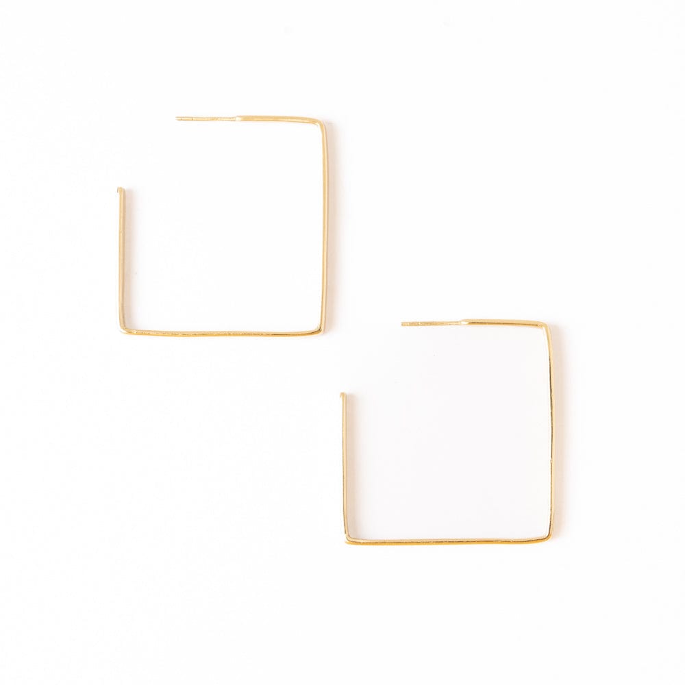 Leah Square Thin Hoop Earrings Brass Wholesale