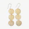 Gretchen Triple Disc Textured Drop Earrings Brass Wholesale