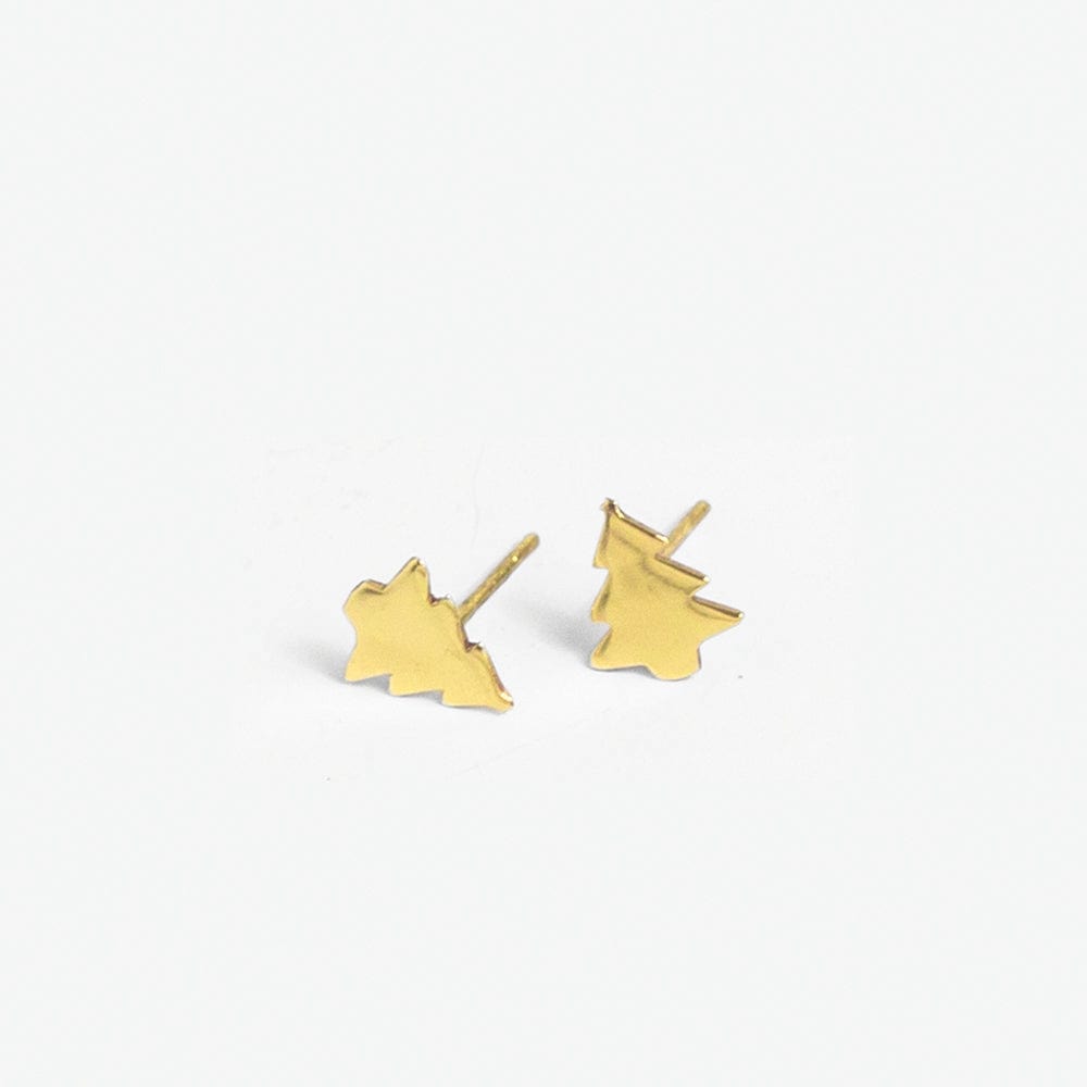 Alice Brass Christmas Tree Post Earrings 18k Gold Wholesale