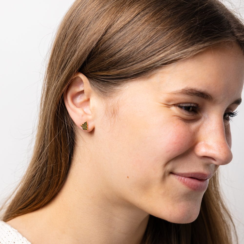 Alice Brass Christmas Tree Post Earrings 18k Gold Wholesale