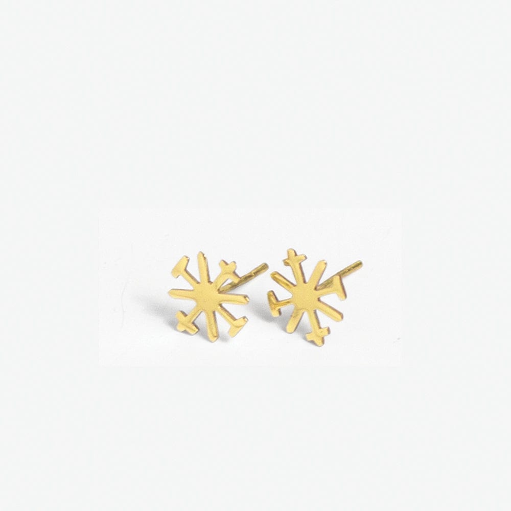 Alice Brass Snowflake Post Earrings 18k Gold Wholesale