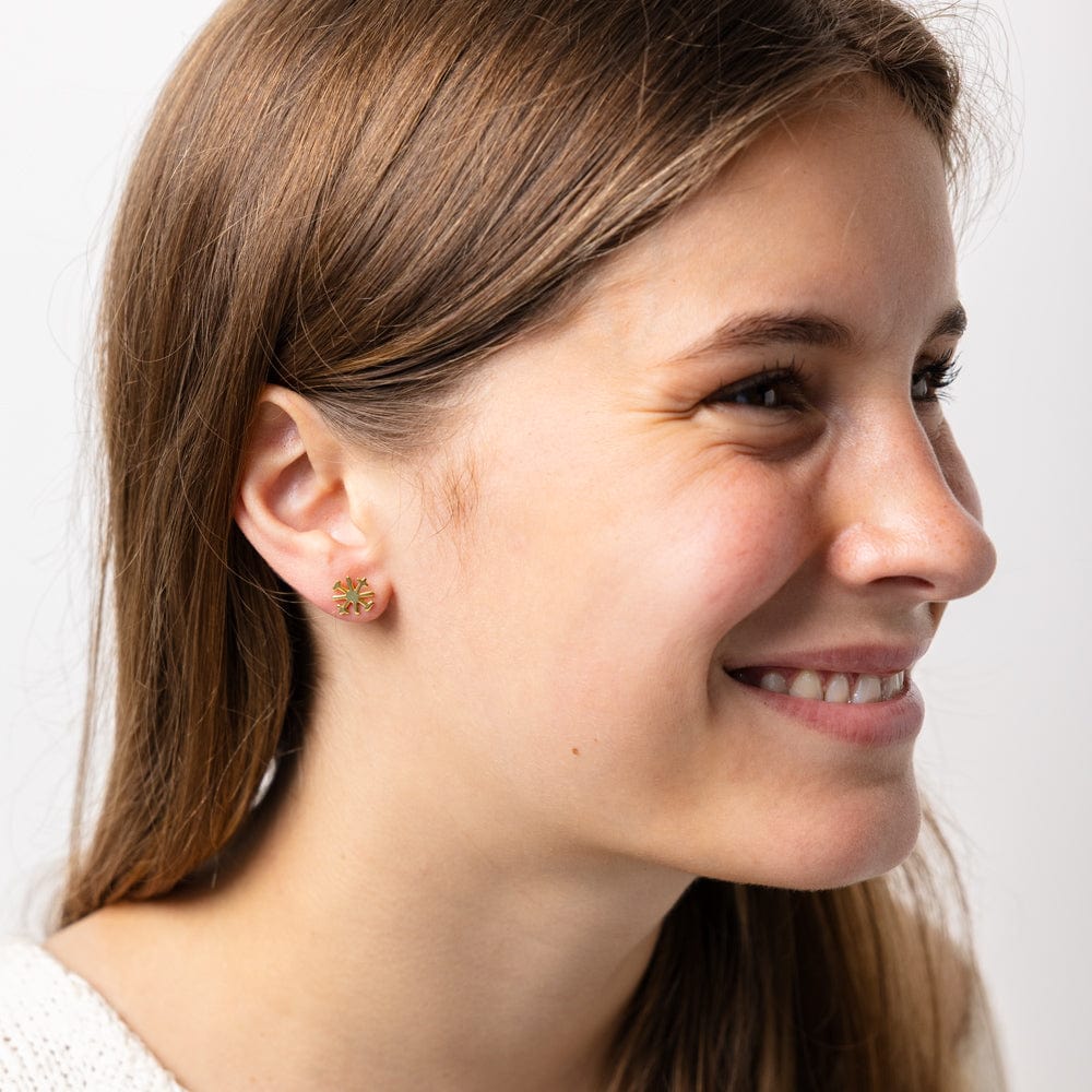 Alice Brass Snowflake Post Earrings 18k Gold Wholesale