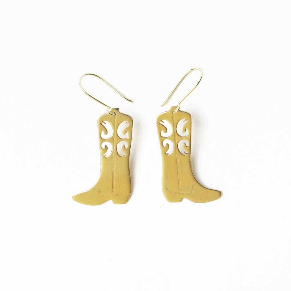 Lacey Boot Dangle Earring Brass