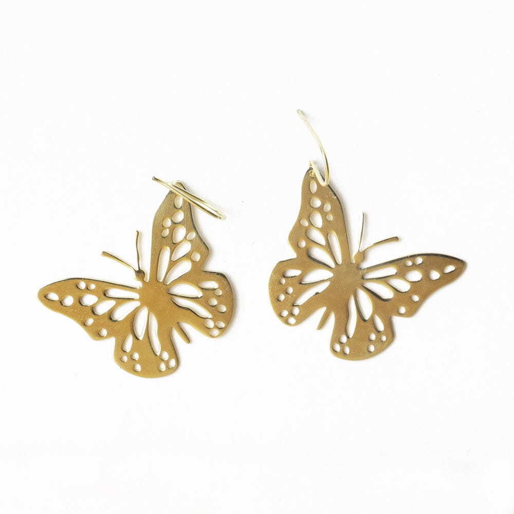 Monica Butterfly Dangle Earrings Brass