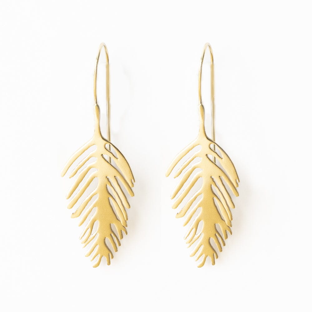 Flora Small Palm Leaf Earrings Brass