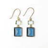 Veronica Two Tone Color Cut Glass Dangle Earring Blue