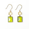 Veronica Two Tone Color Cut Glass Dangle Earring Green