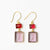 Veronica Two Tone Color Cut Glass Dangle Earring Red