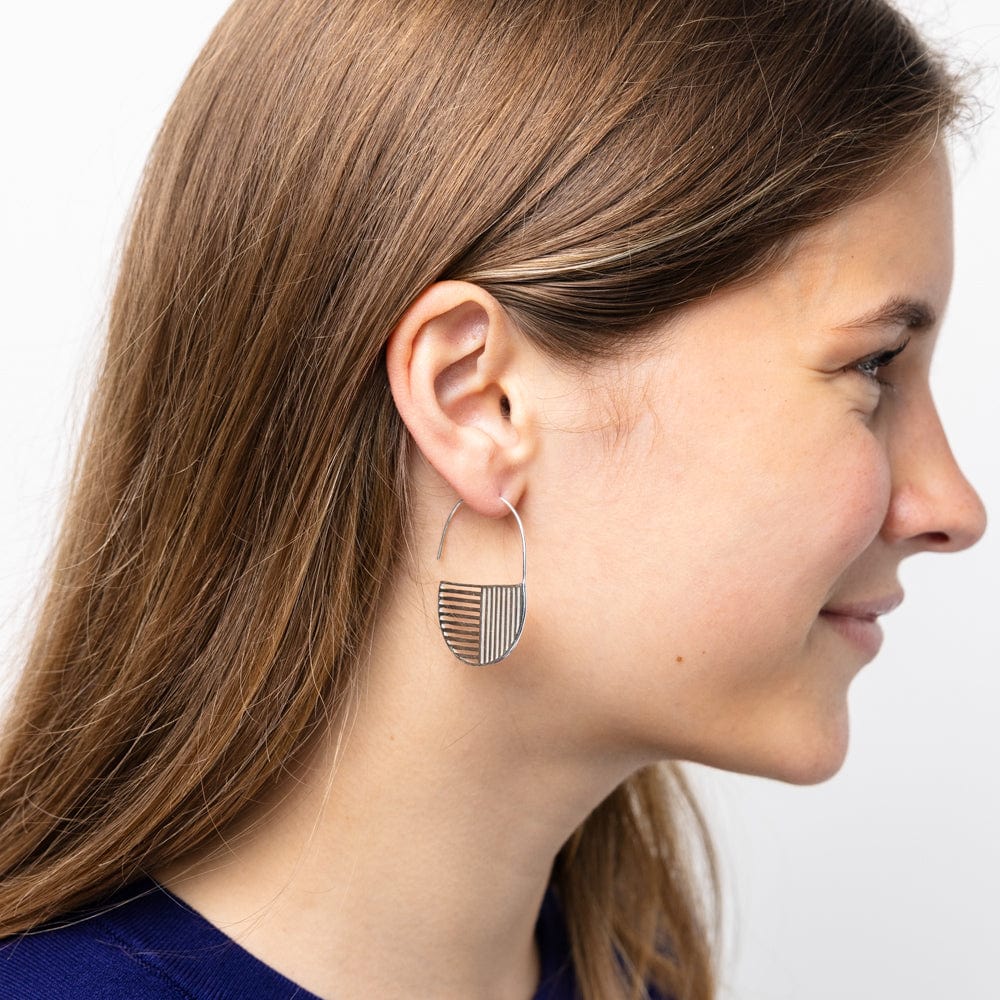 Maggie Opposite Lines Hoop Earrings Silver Wholesale