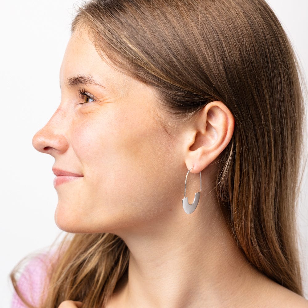 Maggie Half Circles Hoop Earrings Silver Wholesale