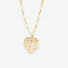 Flora Monstera Drop Pendant Necklace Brass Wholesale