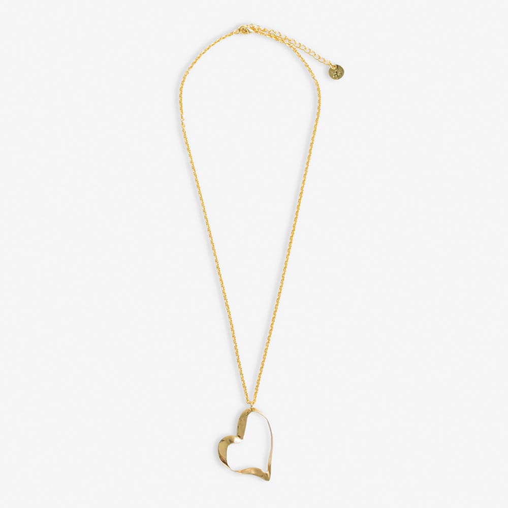 Hope Ribbon Open Heart Pendant Necklace Brass Wholesale