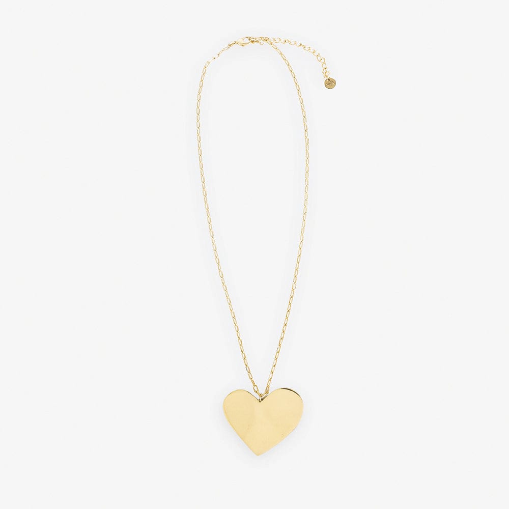 Bella Heart Statement Pendant Necklace Brass Wholesale