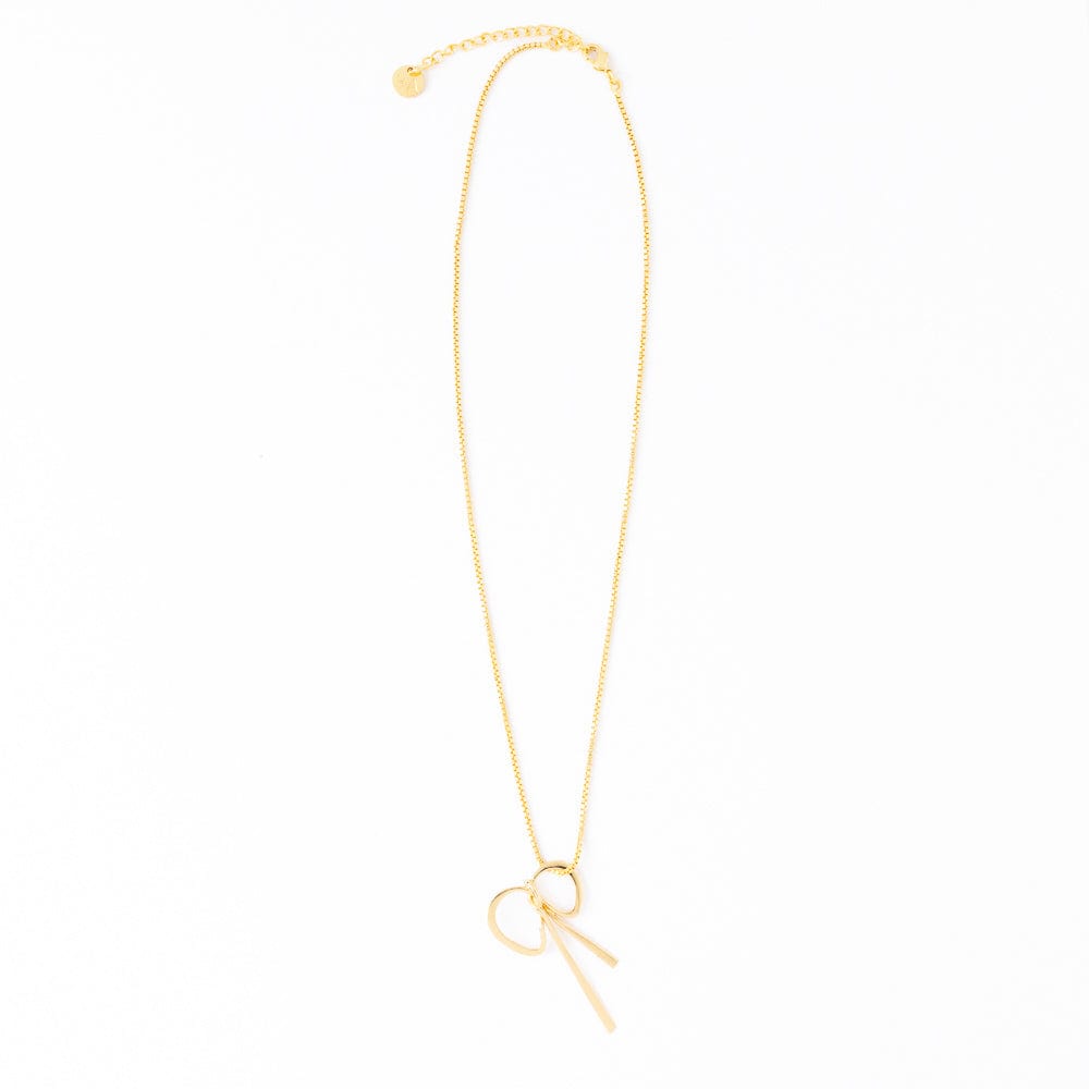 Katie Large Bow Pendant Necklace Brass Wholesale
