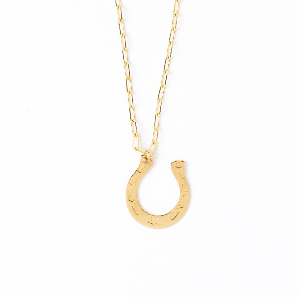 Madison Large Horseshoe Pendant Necklace Brass Wholesale